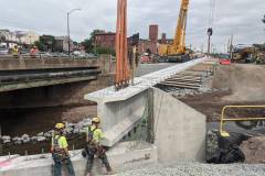 October 2020 - Crews place a deck beam for the new bridge over Stony Creek.