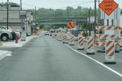 June 2021 - The current traffic pattern on Markley Street places southbound traffic on the rebuilt northbound lanes from Elm Street to Main Street.