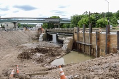 June 2020 - A retaining wall is in place for abutment construction on the bridge over Stony Creek.