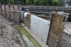 July 2020 - Abutment construction continues for the bridge carrying Markley Street over Stony Creek.